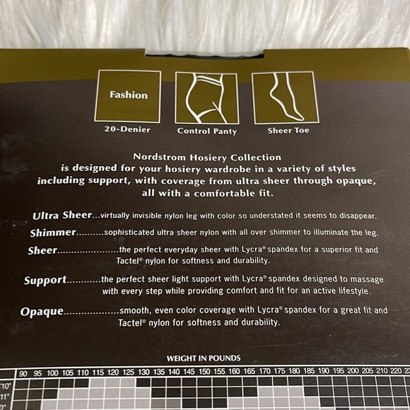 Nordstrom Fashion Vintage Faux Stringer Control Pantyhose Sheer Toe Black Size B - Picture 8 of 13